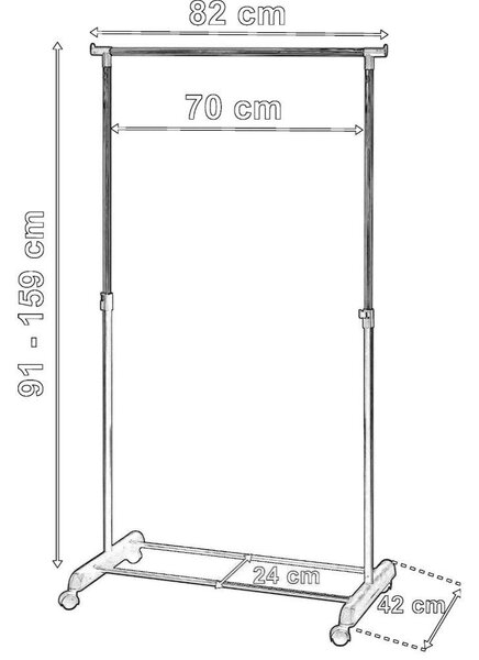 Подвижна метална стойка-закачалка за дрехи с регулируема височина, бяла IDA