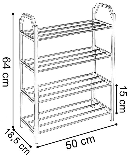 Поставка за обувки Helen с 4 рафта, черна
