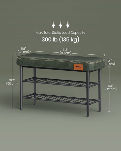 Поставка за обувки тип пейка Vasagle Ekho, зелена