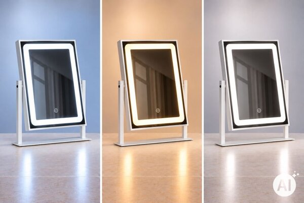 Настолно огледало за грим „Холивуд“ с LED осветление и сензорно управление – 25 x 30 см