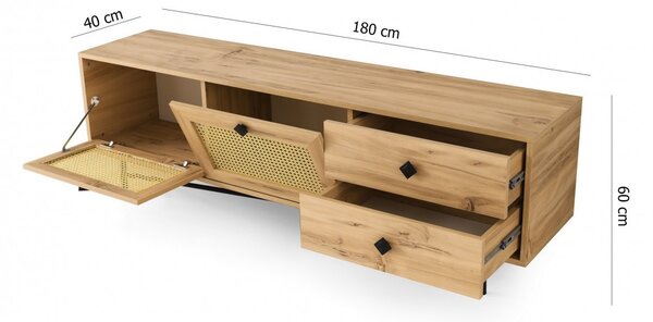 ТВ шкаф Hapsiyas180 Дъб-Черен
