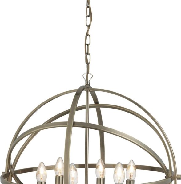 Searchlight 2476-6AB - Полилей на верига ORBIT 6xE14/60W/230V месинг