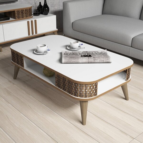 Комплект ТВ шкаф и холна маса Living Eylül Бял