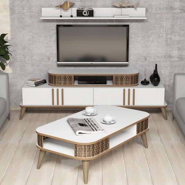 Комплект ТВ шкаф и холна маса Living Eylül Бял