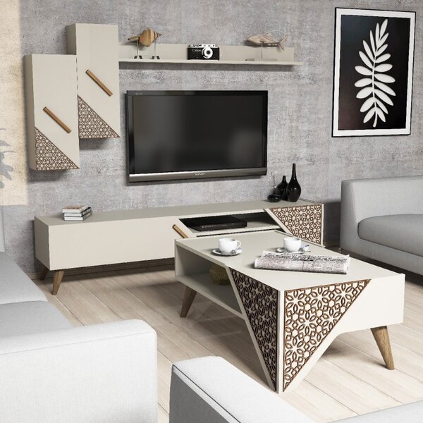 Комплект ТВ шкаф и холна маса Living Beril Cream