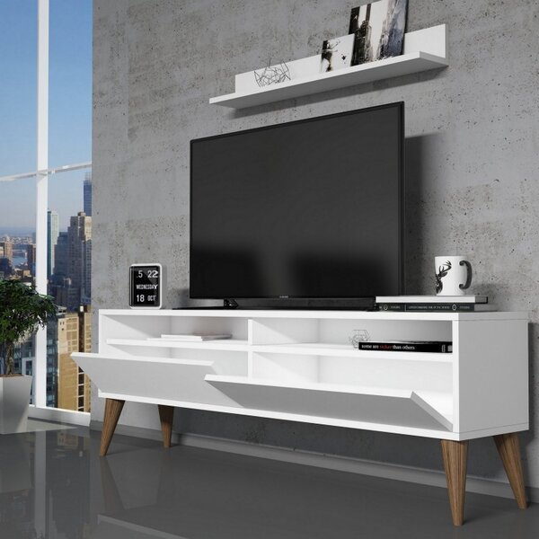 Комплект ТВ шкаф и холна маса Living Best Бял