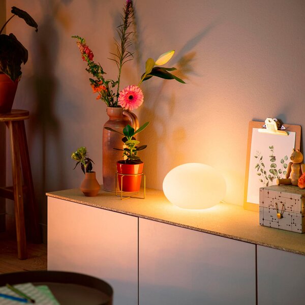 Philips Hue Умна настолна лампа Flourish, бяла, RGB, CCT, E27, Затъмняване, Бял, Дневна/трапезария, Стъкло, Модерен