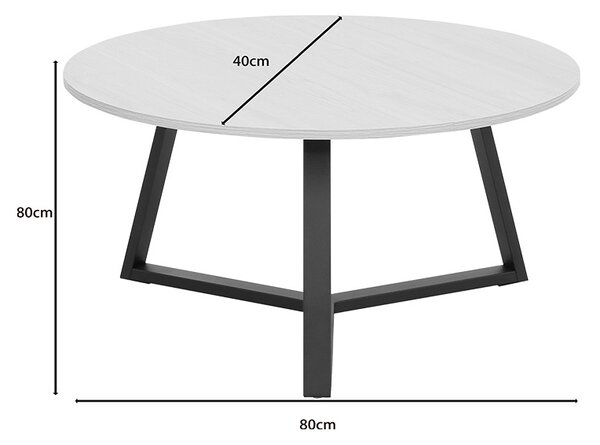 Set masute de cafea, 2 buc, Berton, Natural, 80x80x40 cm