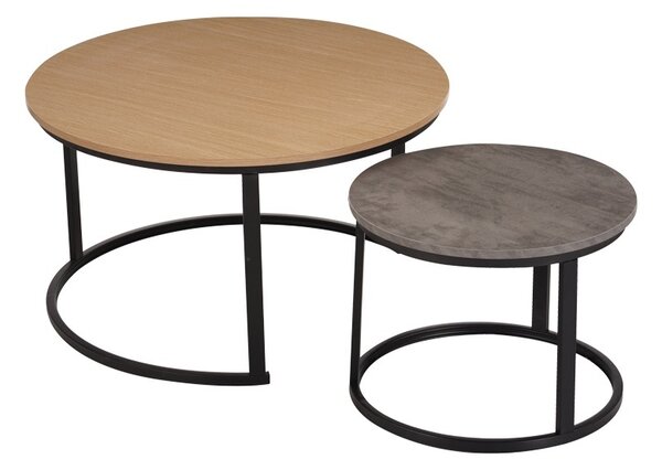 Set masute de cafea stivuibile, 2 buc, Solme I, Stejar, 80x80x45 cm