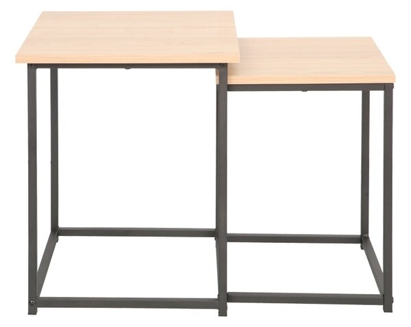Set masute de cafea stivuibile, 2 buc, Quano, Natural, 40x40x50 cm