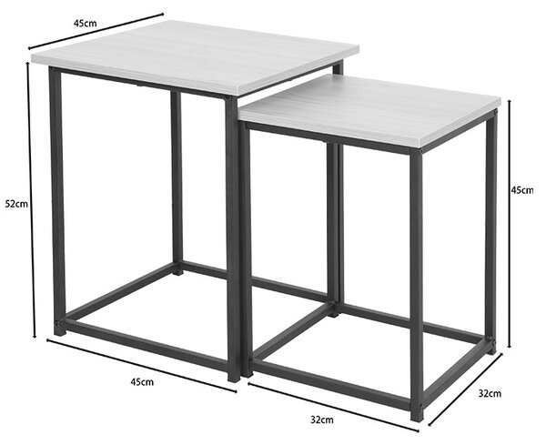 Set masute de cafea stivuibile, 2 buc, Quano, Natural, 40x40x50 cm
