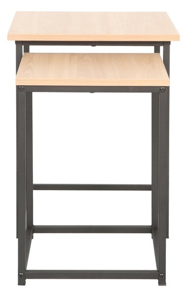 Set masute de cafea stivuibile, 2 buc, Quano, Natural, 40x40x50 cm