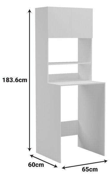 Dulap baie masina de spalat, Chaxe, Alb, 65x60x183.6 cm
