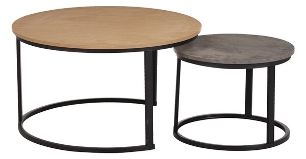 Set masute de cafea stivuibile, 2 buc, Solme I, Stejar, 80x80x45 cm