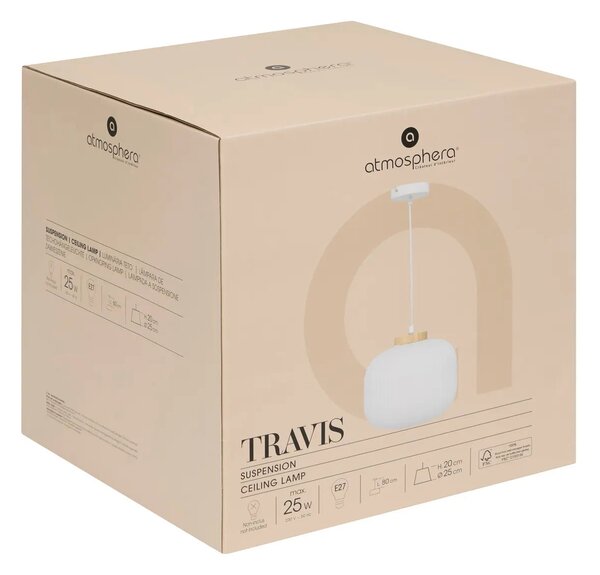 Пендел atmosphera Travis, 25 cm, Стъкло, Бял