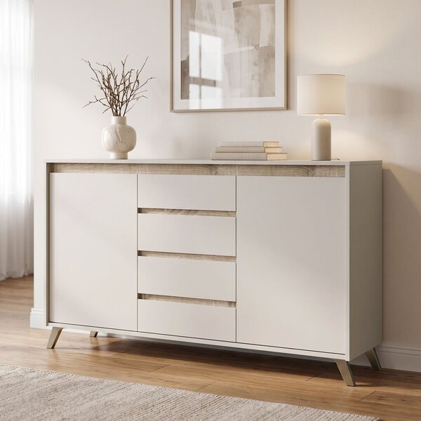 Bufet cu sertare, Belka, Crem, 155x45x93.7 cm