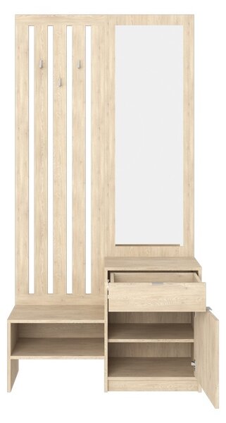 Cuier cu oglinda, pantofar si depozitare, Citra, Stejar, 100x34.3x199.5 cm