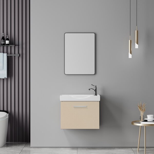 Set mobilier baie inclus lavoar plus masca si dulapior cu oglinda, 2 buc, Renza, Cappuccino, 50x30x42.5 cm