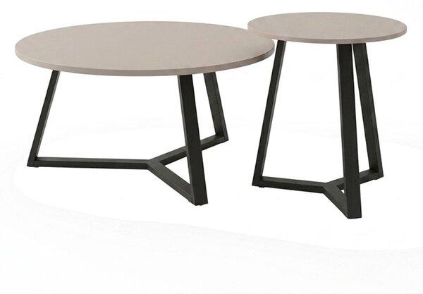 Set masute de cafea din metal, 2 buc, Berton, Cappuccino, 80x80x40 cm