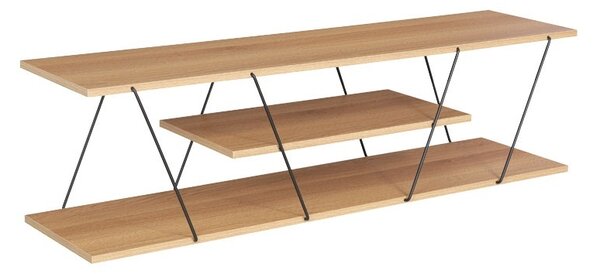 Set mobilier living masuta de cafea, 2 biblioteci si comoda TV, 4 buc, Tars, Stejar, 120x50x30 cm