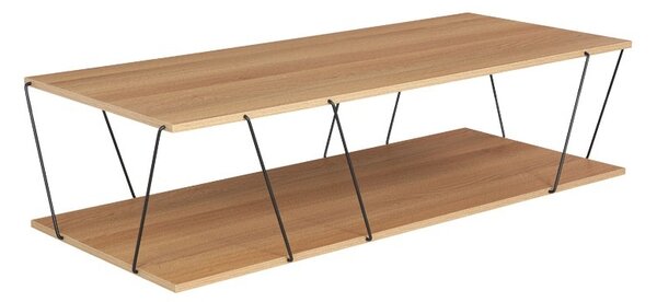 Set mobilier living masuta de cafea, 2 biblioteci si comoda TV, 4 buc, Tars, Stejar, 120x50x30 cm