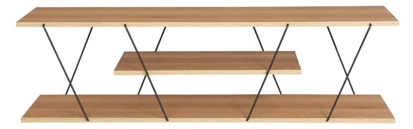 Set mobilier living masuta de cafea, 2 biblioteci si comoda TV, 4 buc, Tars, Stejar, 120x50x30 cm