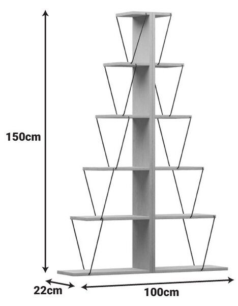 Set mobilier living masuta de cafea, 2 biblioteci si comoda TV, 4 buc, Tars, Stejar, 120x50x30 cm