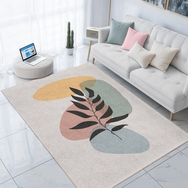 Кремав килим подходящ за пране 80x150 cm Illustrated Autumn – Mila Home