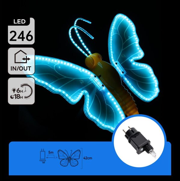 Aigostar - LED Външна коледна декорация 234xLED IP44 синя пеперуда
