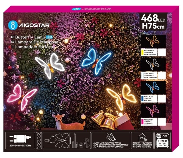 Aigostar - LED външна коледна декорация 504xLED IP44 студено бяло пеперуда