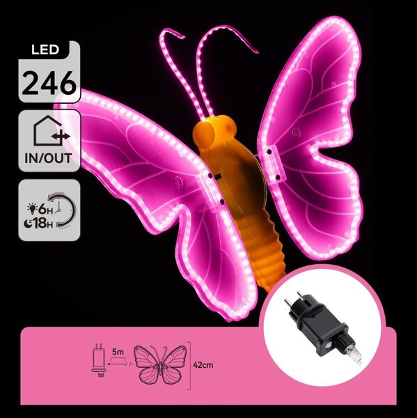 Aigostar - LED външна коледна украса 234xLED IP44 розова пеперуда