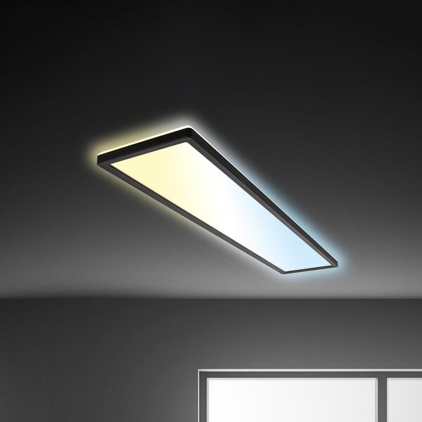 Briloner LED панел Tava CCT, черен, 98 x 20 cm, пластмасова подсветка, Затъмняване, Черен, кабинет / офис, Пластмаса