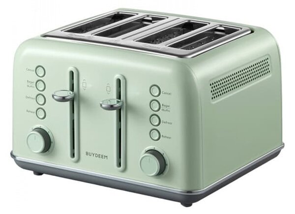 Тостер BUYDEEM DT640 Cozy Greenish, 7 степени, функция за размразяване и претопляне, тава за трохи, 1800W