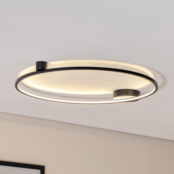 Milagro Lighting LED таванна лампа Saturno, черна, Ø 80 cm, метал, 4000 K, Черен, Дневна/трапезария, Алуминий, Модерен