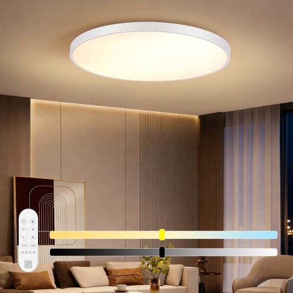 Immax NEO 07316L-LED димируем таванен плафон SEMPLICI 128W/230V Ø100 см Wi-Fi Tuya бял + дистанционно управление
