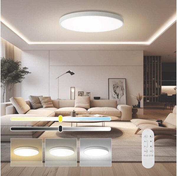 Immax NEO 07316L-LED димируем таванен плафон SEMPLICI 128W/230V Ø100 см Wi-Fi Tuya бял + дистанционно управление