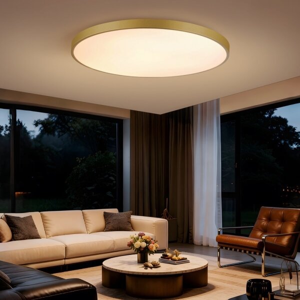 Immax NEO 07312L-LED Димируема таванна лампа SEMPLICI, 128 W / 230 V, диаметър 100 см, Wi‑Fi (Tuya), златна + дистанционно управление