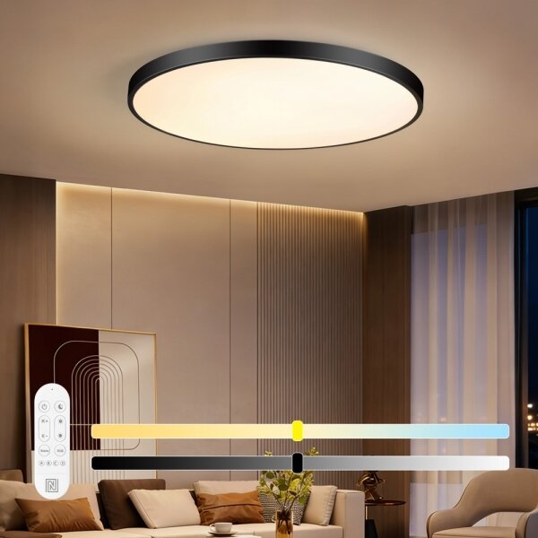 Immax NEO 07314L-LED Димируемо таванно осветително тяло SEMPLICI 128W/230V Ø100 cm Wi‑Fi Tuya черно + дистанционно управление