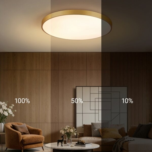 Immax NEO 07311L-LED плафон SEMPLICI, 96W/230V, Ø 80 cm, Wi-Fi Tuya, златист + дистанционно управление, с възможност за димиране