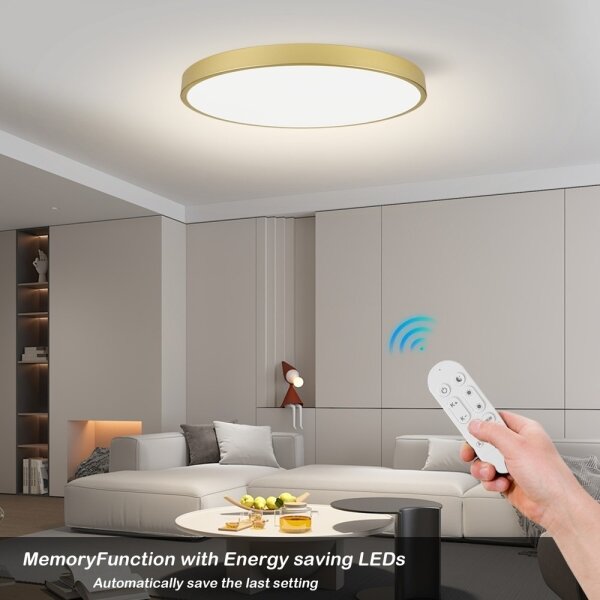 Immax NEO 07312L-LED Димируема таванна лампа SEMPLICI, 128 W / 230 V, диаметър 100 см, Wi‑Fi (Tuya), златна + дистанционно управление