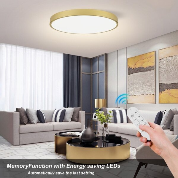Immax NEO 07311L-LED плафон SEMPLICI, 96W/230V, Ø 80 cm, Wi-Fi Tuya, златист + дистанционно управление, с възможност за димиране