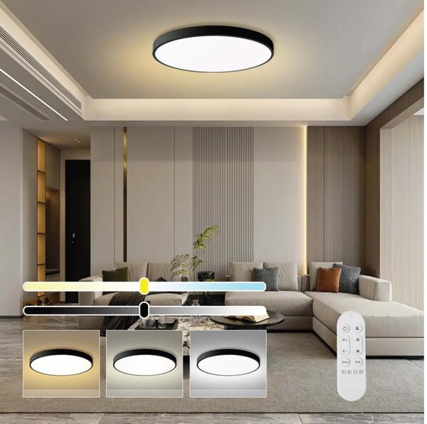 Immax NEO 07314L-LED Димируемо таванно осветително тяло SEMPLICI 128W/230V Ø100 cm Wi‑Fi Tuya черно + дистанционно управление