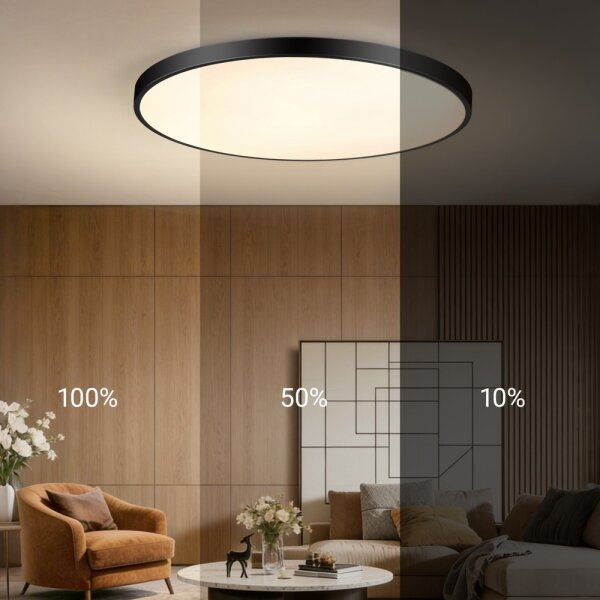 Immax NEO 07314L-LED Димируемо таванно осветително тяло SEMPLICI 128W/230V Ø100 cm Wi‑Fi Tuya черно + дистанционно управление