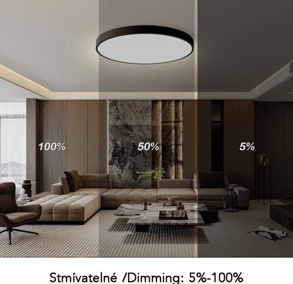 Immax NEO 07314L-LED Димируемо таванно осветително тяло SEMPLICI 128W/230V Ø100 cm Wi‑Fi Tuya черно + дистанционно управление