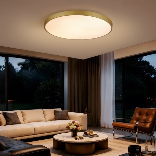 Immax NEO 07311L-LED плафон SEMPLICI, 96W/230V, Ø 80 cm, Wi-Fi Tuya, златист + дистанционно управление, с възможност за димиране