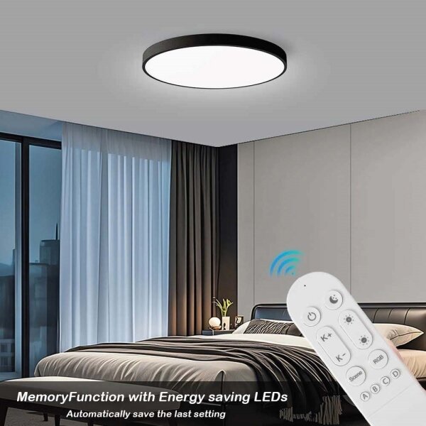 Immax NEO 07314L-LED Димируемо таванно осветително тяло SEMPLICI 128W/230V Ø100 cm Wi‑Fi Tuya черно + дистанционно управление
