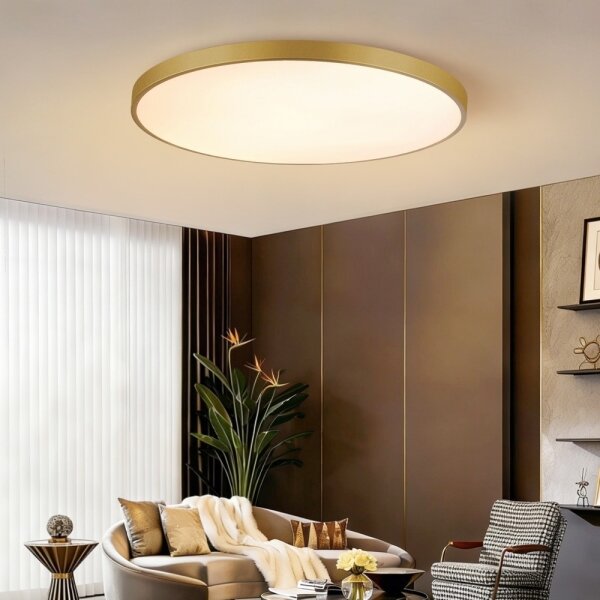 Immax NEO 07312L-LED Димируема таванна лампа SEMPLICI, 128 W / 230 V, диаметър 100 см, Wi‑Fi (Tuya), златна + дистанционно управление