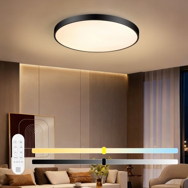 Immax NEO 07313L-LED Димируем таванен LED плафон SEMPLICI 96W/230V pr.80 cm Wi-Fi Tuya черен+дистанционно