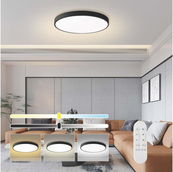 Immax NEO 07313L-LED Димируем таванен LED плафон SEMPLICI 96W/230V pr.80 cm Wi-Fi Tuya черен+дистанционно