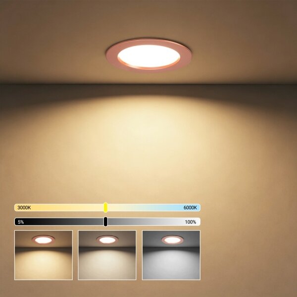 Immax NEO 07330L - LED димируемо вградено таванно осветително тяло DOWN LED/12W/230V Wi-Fi Tuya Ø 12 см розово злато